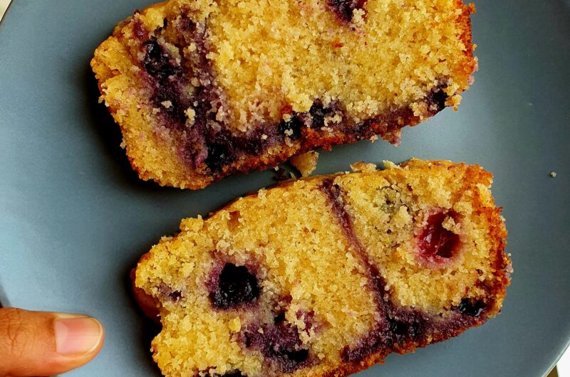 Moist Lemon Blueberry Loaf served on plate