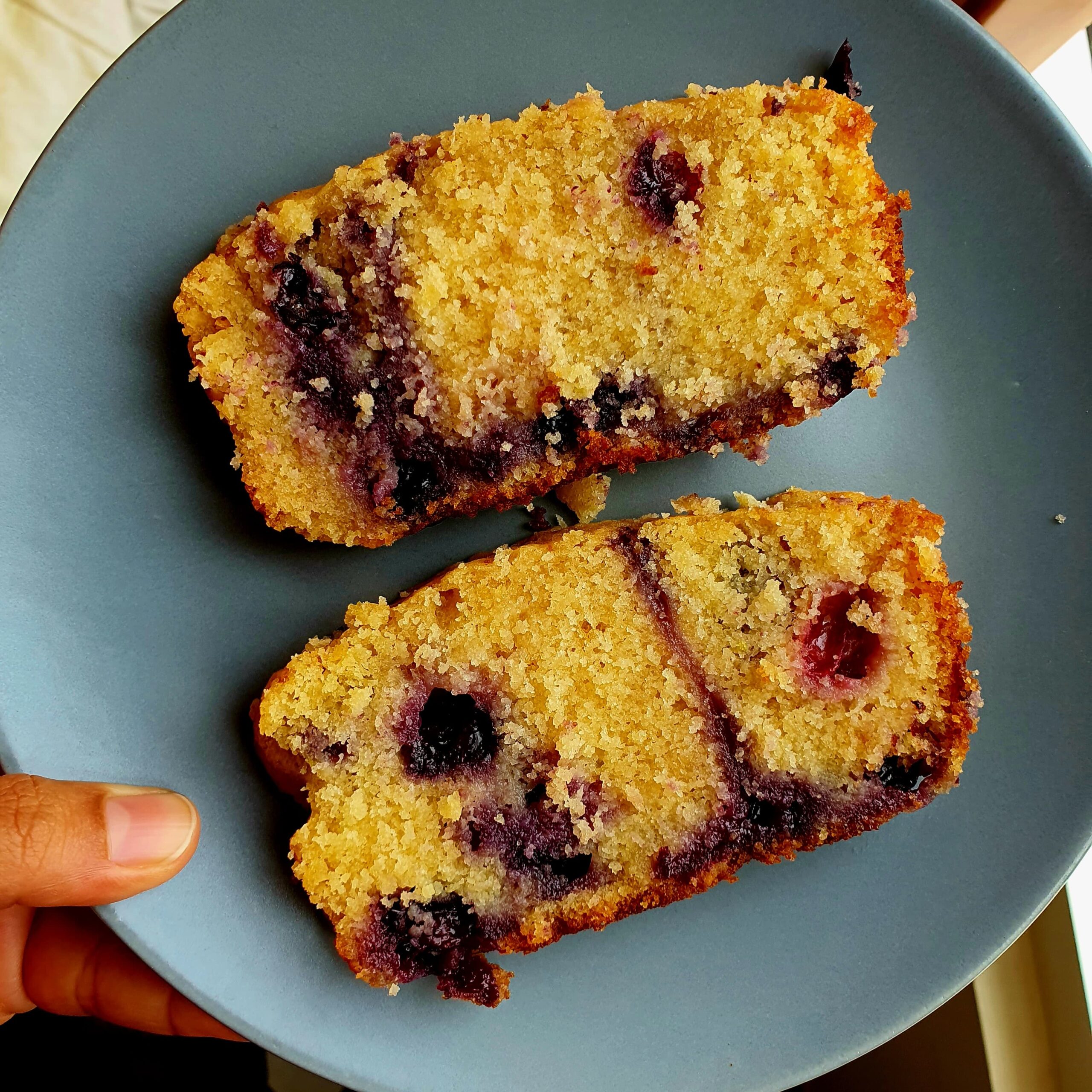 Moist Lemon Blueberry Loaf served on plate
