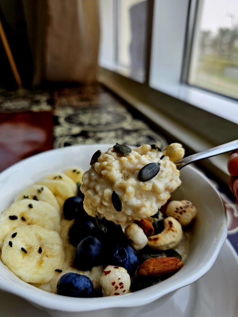 spoonful of yummy oats porridge.